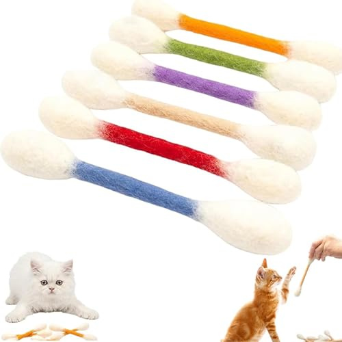 Cat Toys for Indoor Cats Adult Kitten, 6Pcs Cotton Buds Cat Toy with Catnip | Giant Qtip Chew Sticks for Boredom Relief, Cute Cats Toys Interactive Kitty Kicker Toy for Exercise & Play