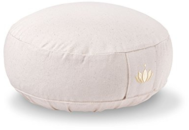 Lotuscrafts® Meditationskissen mit 10 cm Sitzhöhe, extra niedrig, Yoga Kissen mit Dinkelfüllung, Yogakissen Rund, Bodenkissen Rund, Yogakissen Meditationskissen, Bezug waschbar, GOTS Zertifiziert