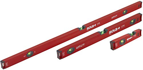 SOLA LSX482410 X PRO Ensemble de niveau à bulle profilé en aluminium avec fioles grossissées de 60%, 25,4, 61 et 122,9 cm, rouge