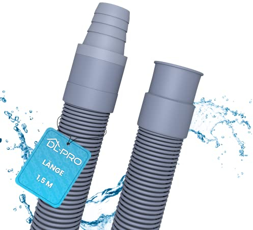 DL-pro Manguera de desagüe universal de 1,5 m [Ø 19 mm] para lavadora – Alargador de manguera [perfectamente estanco] – Manguera de desagüe para lavavajillas y lavadora
