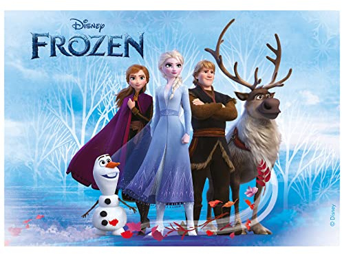 dekora – Essbare Oblate Disney Frozen – Zuckerdekor im A5-Format (14,8 x 21 cm) – Kuchendekoration für Kindergeburtstage – Glutenfrei, ohne Zuckerzusatz, vegetarisch – Einfach zu verwenden