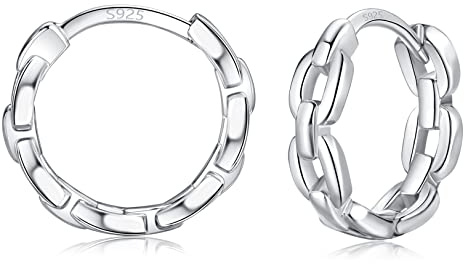 LYTOPTOP Silber Creolen Ohrringe für Damen, 925 Sterling Silber Klein Huggie Hinged Earrings, Hypoallergenic 12mm Knorpel Schlafen Ohrringe Piercings Schmuck für Frauen Mädchen Männer