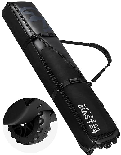 OutdoorMaster Gepolsterte Snowboardtasche - Snowboardtaschen mit Rollen für Flugreisen - Reise Snowboard Tasche mit wasserabweisenden Futtertaschen und abnehmbaren Schultergurten - 192 x 34 x 17,8 cm