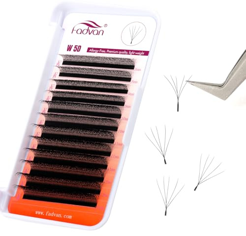 5D W Premade Fans Eyelash Extension 0.07D Curl Mixed 8-12mm W-Shape Pre Made Russian Volume Lashes by FADVAN Natural Matte Black