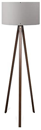 Lámpara de pie trípode oscuro con pantalla 100% mdf, gris relieves, colección Tanganica, 38x38x140, casquillo E 27 Max 60 W