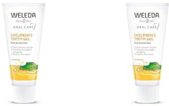 WELEDA Bio Kinder Zahngel – vegane Naturkosmetik Zahnpasta ohne Fluoride zur Zahnpflege von Milchzähnen & Zahnfleisch von Kleinkindern & Babys. Fluoridfreie Zahnreme zum Schutz vor Karies (1x 50ml)