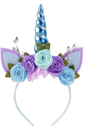 Nishine Einhorn Stirnband Vlies Blumen Katzenohren Pony Stirnbänder Glitzer Hupe für Rollenspiele Einhorn Partei Zubehör