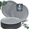 Stoneware Dinnerware Set for 6 - Large Stoneware Plates - Dinner Plates - Dishwasher, Microwave, and Scratch Resistant - Elegant Grooved Dining Service in Grey-Blue