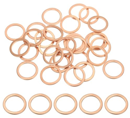 PATIKIL 30pcs Arandela de Cobre M14, Anillo de Sellado, 18x14x1.5mm(OD*ID*Grosor) Junta Plana Métrica Crush Accesorios Hidráulicos para Tornillos Perno Tapones de Cárter Drenaje de Aceite