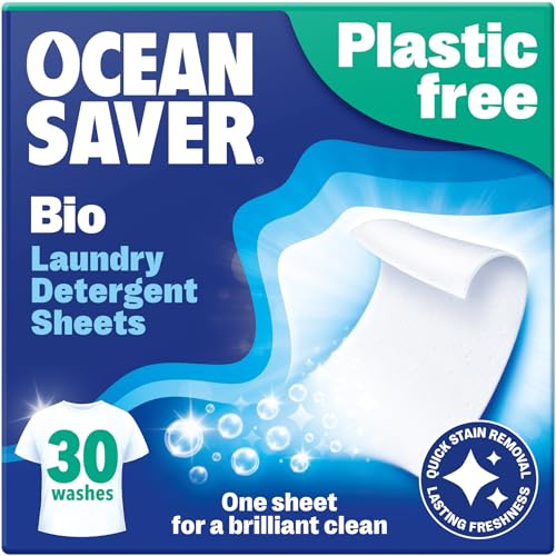 OceanSaver Eco Laundry Detergent Sheets | Bio | Eco-Friendly, Biodegradable & Freshly Scented | Zero-Waste & Removes Tough Stains | Vegan, Plastic & Cruelty-Free | Plant Based Formula (30 Washes)