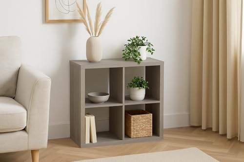 OTZ 2 x 2 Storage Cube Light Grey Oak H76 x W76 x D39cm with 2 free Cube Storage Baskets