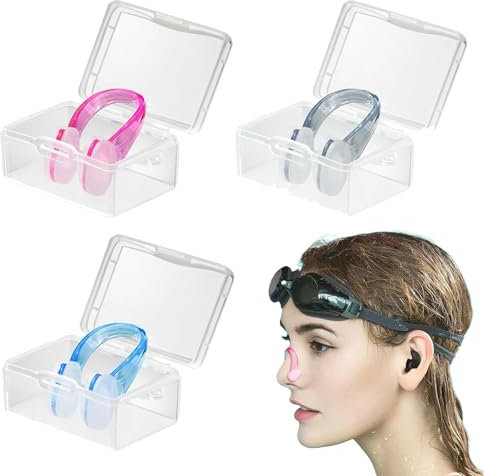 ZFRITP 3 Pièces Pince Nez Natation Adulte,Pince Nez,Pince Nez Natation Enfant, Poru Adulte Et Enfants (À Partir De 7 Ans),avec Boîte De Rangement,Multicolore (Multicolore)
