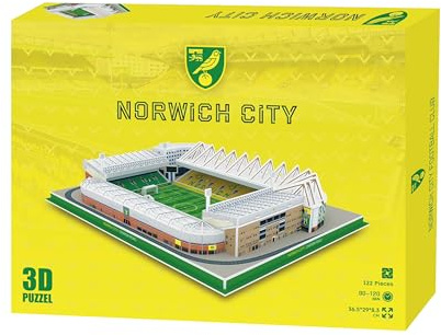 Pro-Lion 3D-Puzzle vom Carrow Road Stadion – 122 Teile | Heimat von Norwich City | Englische Premier-Liga FC Fußball Geschenke für Alter 7+