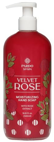 Pardo Spain Gel de Manos Velvet Rose 500 ml – Jabón de Manos Perfumado con Aroma a Rosa, Limpieza Suave para Uso Diario, Textura Cremosa y Apto para Todo Tipo de Piel