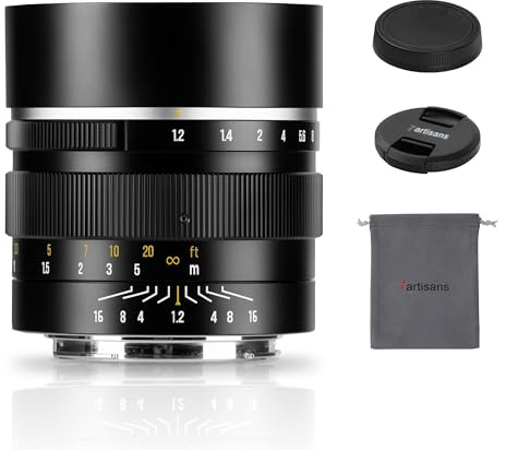 7Artisans 50mm F1.2 APS-C Festbrennweitenobjektiv 32° Manuellem Fokus Großer Blendenöffnung, Kompatibel mit Olympus und Panasonic MFT M4/3-Anschluss GH/G9/GX/GF/BGH-Serie