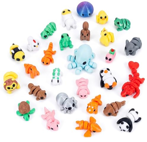 3D Printed Animals Figures 28 PCS Set, Articulated Flexible Fidget Toys | Flexible Joints for Posing. Ideal Desk Decor, Party Favors, Cake Toppers & Classroom Rewards. Great for Collectors & Adults