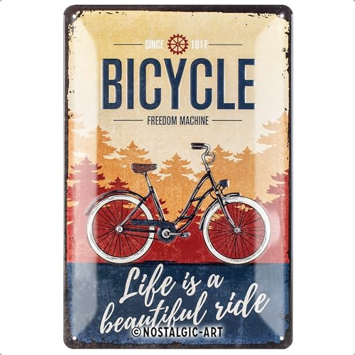 Nostalgic-Art Retro Blechschild, 20 x 30 cm, Bicycle – Beautiful Ride | aus Metall, Vintage Design, Blechschilder Sprüche, Geschenk-Idee für Fahrradfahrer