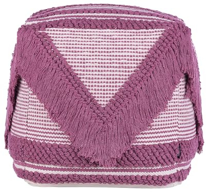 Beliani Pouf Ottomane Taburett Sitzpouf rosa zartrosa Boho Kochi