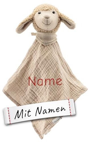 Sterntaler Schaf Kuscheltuch mit Namen Bestickt, Schmusetuch Einschlafhilfe für Jungs & Mädchen, Baby & Kinder personalisiert