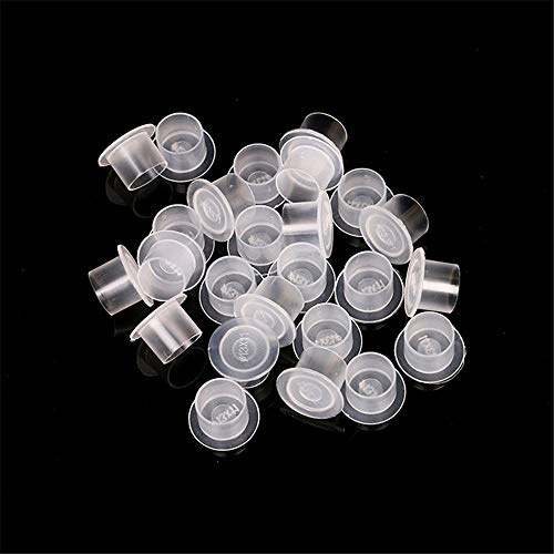 300pcs gobelets d'encre en plastique jetables large base de capuchons d'encre blanc, moyen 12 * 14mm pour encre de tatouage, kits d'approvisionnement de tatouage