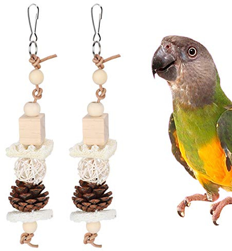 2 piezas de juguete masticable de lufa natural para mascota pájaro loro juguete de bola de ratán para periquito pequeño Cockatiel Conures Finch Budgie Macaw Juguetes