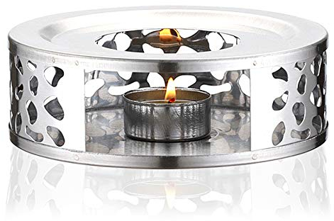 Calientaplatos para tetera Calentador de té Calentador de café de acero inoxidable con soporte para velas de té para tetera de vidrio de borosilicato