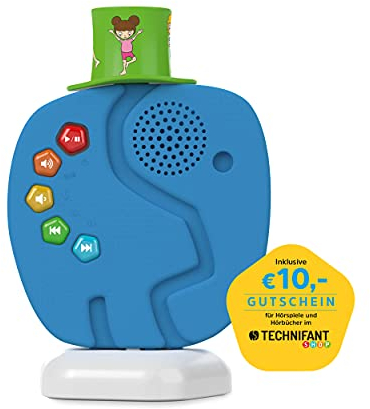 TechniSat TECHNIFANT - Audioplayer und Bluetooth-Lautsprecher für Kinder (inkl. Nachtlicht, mit MP3 bespielbarem Hütchen und leistungsstarkem Akku)