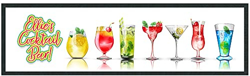 Purple Print House Home Bar Accessories Pub Ideas - Custom Name Cocktail Bar Runner - Personalised Drinking Gifts For Cocktail Lover Her - Home Gin Bar, Large - 880x250