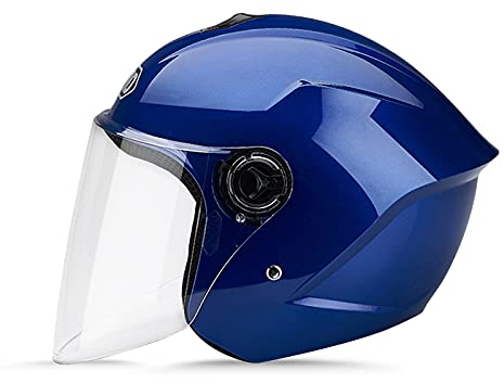 LIONCIANO Motorradhelm Mit Schutzbrille, Jethelm Roller-Helm Scooter-Helm Moped Mofa-Helm Chopper Vintage, Hat Den Verkehrssicherheitstest Bestanden, Um Die Kopfsicherheit Wirksam Zu Schützen(Blau)
