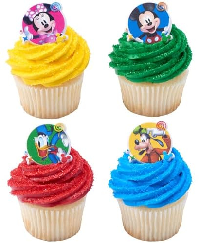 24 Mickey Mouse FunHouse Cupcake Rings Toppers Minnie Donald Goofy