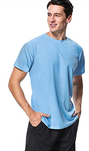 MeetHoo Herr Rash Vest, Rash Guard UV T-shirt UPF 50+ topp solskydd kortärmad t-shirt för surfing löpning simning blå, BLÅ, XXL