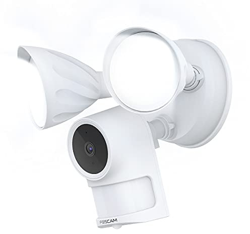 Foscam security camera outdoor, 2K 4MP security camera, 2.4G/5GHz WiFi Floodlight Camera, 2600lum outdoor camera IP65 Waterproof, w/ PIR & Human Detection, Siren Alarm, & Color Night Vision, White
