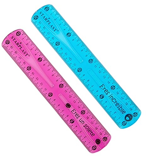 FLEXIBLE REGEL 20 CM STARPLAST - 4 färger, robust numrering - PACK 2 SURTID