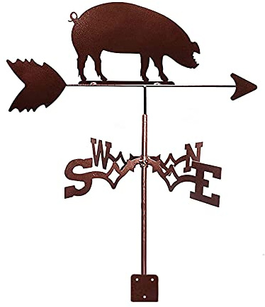 JESSAH Wetterfahne Schwein Wetterfahne mit Dachhalterung Wetterfahne Windrichtungsanzeige Retro Windfahne Metall Messwerkzeug Garten Kreativer Edelstahl Für Bauernhof Hof Home Decor Geschenk
