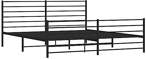 vidaXL Sängram med huvudgavel och fotgavel svart metall 200x200 cm, säng, metallsäng, metall sängram, sängar, metallsängar, metall sängramar, gästsäng