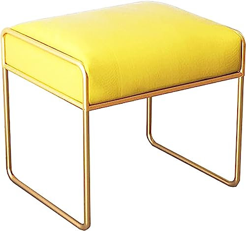GArcan Samt Gepolsterte Sitzbank,Schöne Ende Der Bettbank Schminkhocker,Moderne Fußstütze Hocker Schuhbank Für Eingangsbereich Wohnzimmer Schlafzimmer-Gelb klein 50x40x42cm(20x16x17inch)