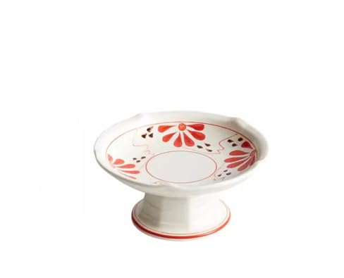 GUERNSEY Snack Bowls High Plate Ceramic Pre-Dinner Plate Tea Room Fruit Plate Dessert Plate Japanese Restaurant Small Dish Plate Tableware Plate Snack & Dip Bowls (Color : A)