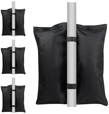 4er-Pack Strapazierfähige Sandsack, Pavillon Sandsäcke, Strapazierfähige Sandsack für Pop-up-Überdachungszelt, Terrassenschirm, Sonnenschirm, Trampoline, Gewichtete Fußtasche, Schwarz