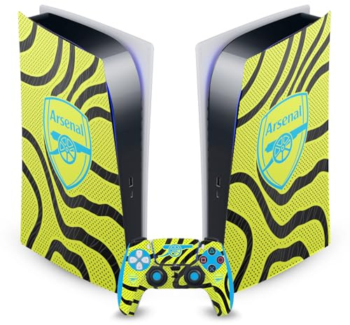Head Case Designs Offizielle Arsenal FC Away 2023/24 Wappen-Set Vinyl Frontplatte Haut Gaming Aufkleber kompatibel mit Sony PlayStation 5 PS5 Digital Edition Console and DualSense Controller