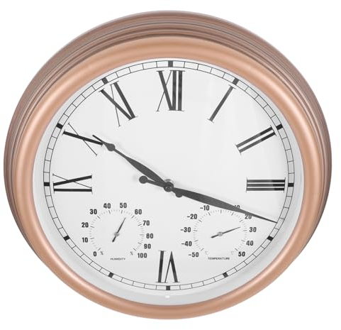 PRETYZOOM Outdoor-wanduhr Mit Thermometer Und Hygrometer Für Garten Und Terrasse Wetterbeständige Außenuhr Mit Römischen Ziffern Für Präzise Temperatur Und Luftfeuchtigkeitsanzeige