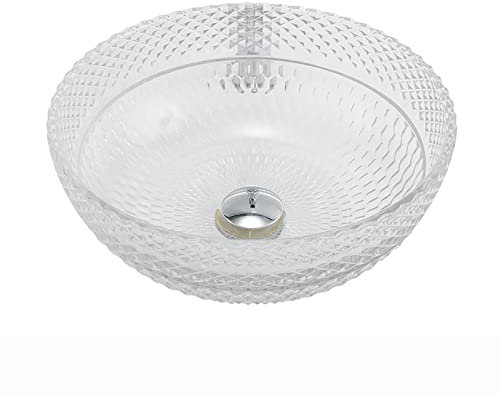 TEmkin Glas-Waschbecken, rundes Badezimmer-Waschbecken, künstlerisches, durchscheinendes Waschbecken, Aufsatz-Waschtisch-Waschbecken mit Pop-Up-Ablauf, Montagering (Einzelwaschbecken)