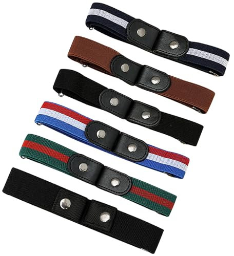 WZHHDM Elastischer Gürtel, 6 Stücke Unsichtbare Gürtel, Gürtel Elastischer Ohne Schnalle No Buckle Elastic Belt for Women Men für Jeans Hosen Stretchgürtel