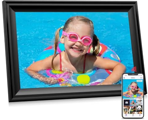 Digital Picture Frame, 10.1 Inch WiFi Photo Frame Electronic, IPS HD Display Touch Screen,16GB Storage, Wall Mountable, Auto-Rotate, Share Photos and Video via Uhale App