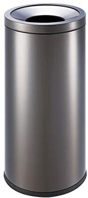 Mülleimer für Eingänge, Geschäfte Runder, fassförmiger Edelstahl-Mülleimer for den Außenbereich/Innenraum, ohne Abdeckung, kreativer, modischer, kommerzieller Mülleimer, 4 Farben Mülleimer(Black gold)