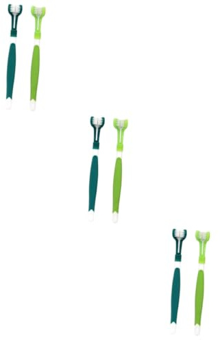 BCOATH 6stücke Zahnbürsten Set Mit Dreifachem Kopf Effektive Zahnreinigung Für Hunde Und Katzen Ergonomisches Design Langlebig Material Für Gesunde Zähne Und Frischen
