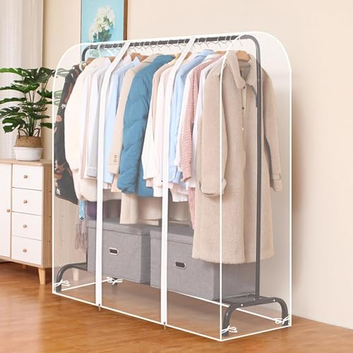 Schutzhülle für Kleiderständer, Transparente Abdeckung für Kleiderstange, Kleiderständer Abdeckung mit Reißverschluss, Staubschutz Wasserdicht Kleidersäcke Kleiderbügel Schutzhülle für Kleiderschrank