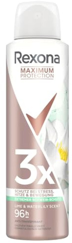 6x Rexona Maximum Protection Extra Strong Lime & Waterlily Scent Deo Anti-Transpirant 3 fach Schutz 48 Stunden Schutz gegen starkes Schwitzen und Körpergeruch 150ml (6er Pack)