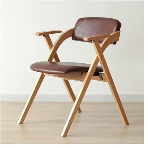 Gepolsterter Holzstuhl mit gepolsterter Sitzfläche und Rückenlehne für Wohnzimmer und Küche, Innenmöbel mit Armlehnen (Style1)