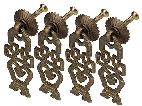 Jwthee 4 Sets antike Schrankgriffe, Schubladenknöpfe aus Messing, Vintage-Schubladengriffe, Möbelbeschläge, hohle Schrankgriffe für Schrank