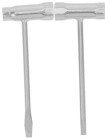 FUNOMOCYA 2pcs Silver Steel Socket Wrenches with Dualend Design and Thickened Barrel, Compact T Wrench for Lawn Mower and Spark Plug, Sturdy Chainsaw Scrench Tool for Easy Adjustment